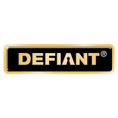 Defiant lock brand logo – black and gold with security keyhole design